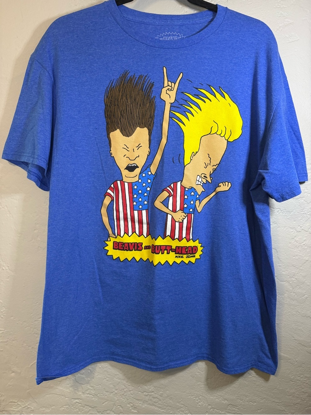 MTV Beavis & Butt-Head Shirt Adult Large Blue Graphic Tee Mens